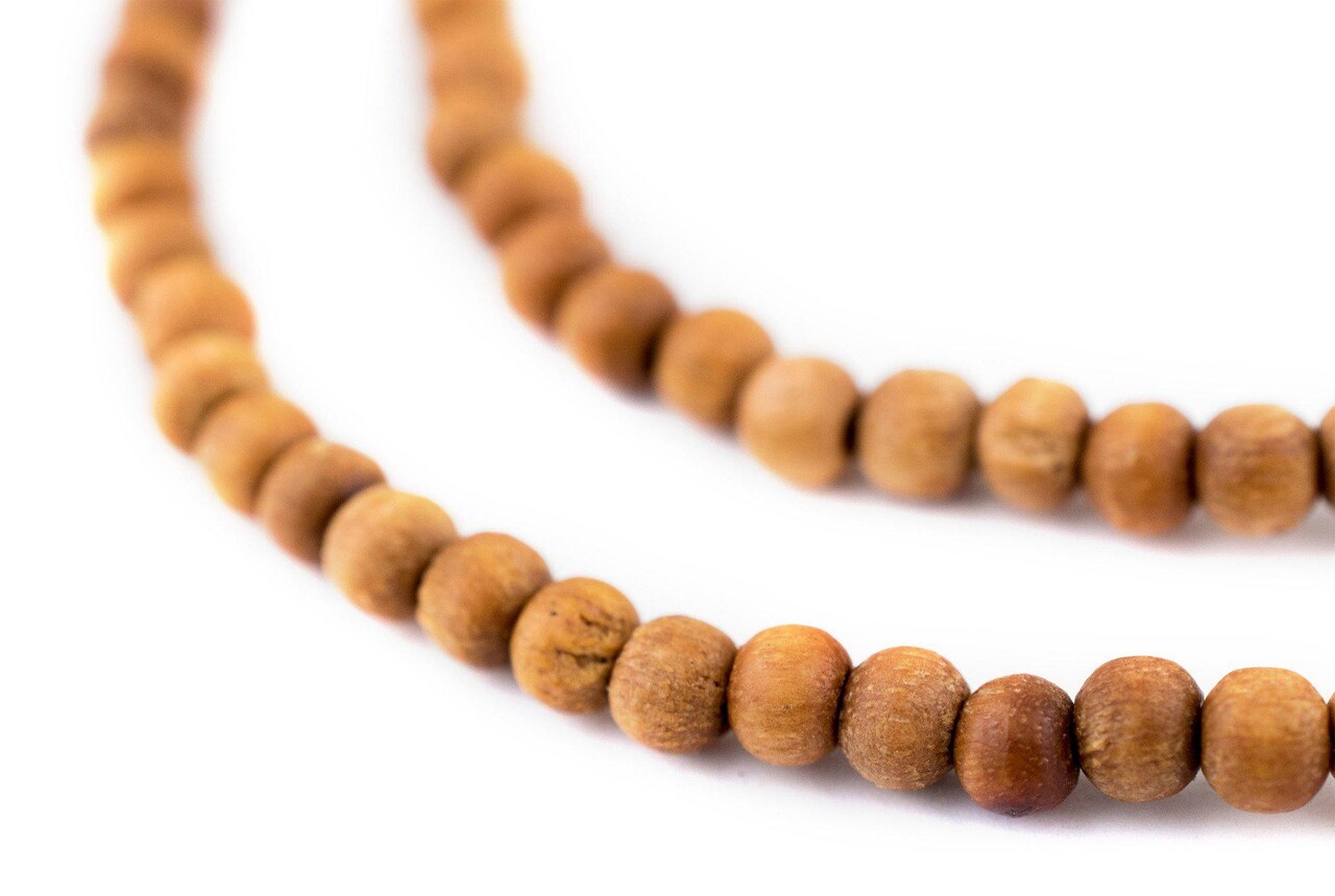 4mm Sandalwood Mala Beads: Fragrant Aromatic Wooden Meditation Beads for Yoga, Jewelry, Necklace, Chanting Genuine Nepal Product The Bead Chest